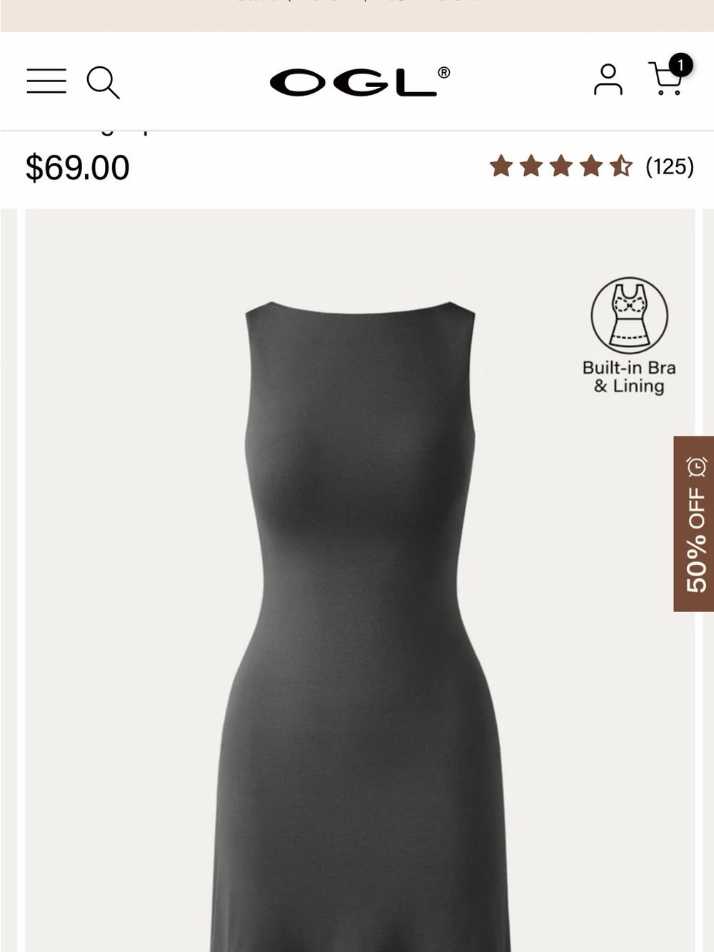 OGL Minimalist Charcoal Sleeveless Sheath Dress